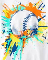 Boys Baseball Paint Splatter Graphic Tee