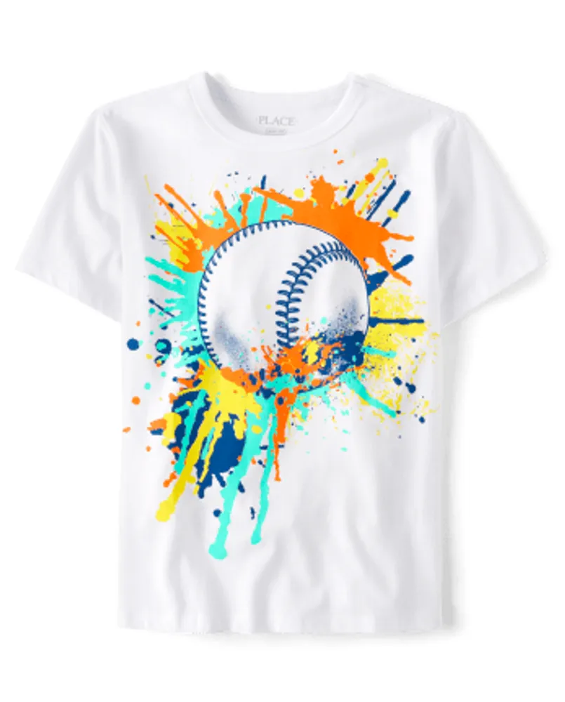 Boys Baseball Paint Splatter Graphic Tee