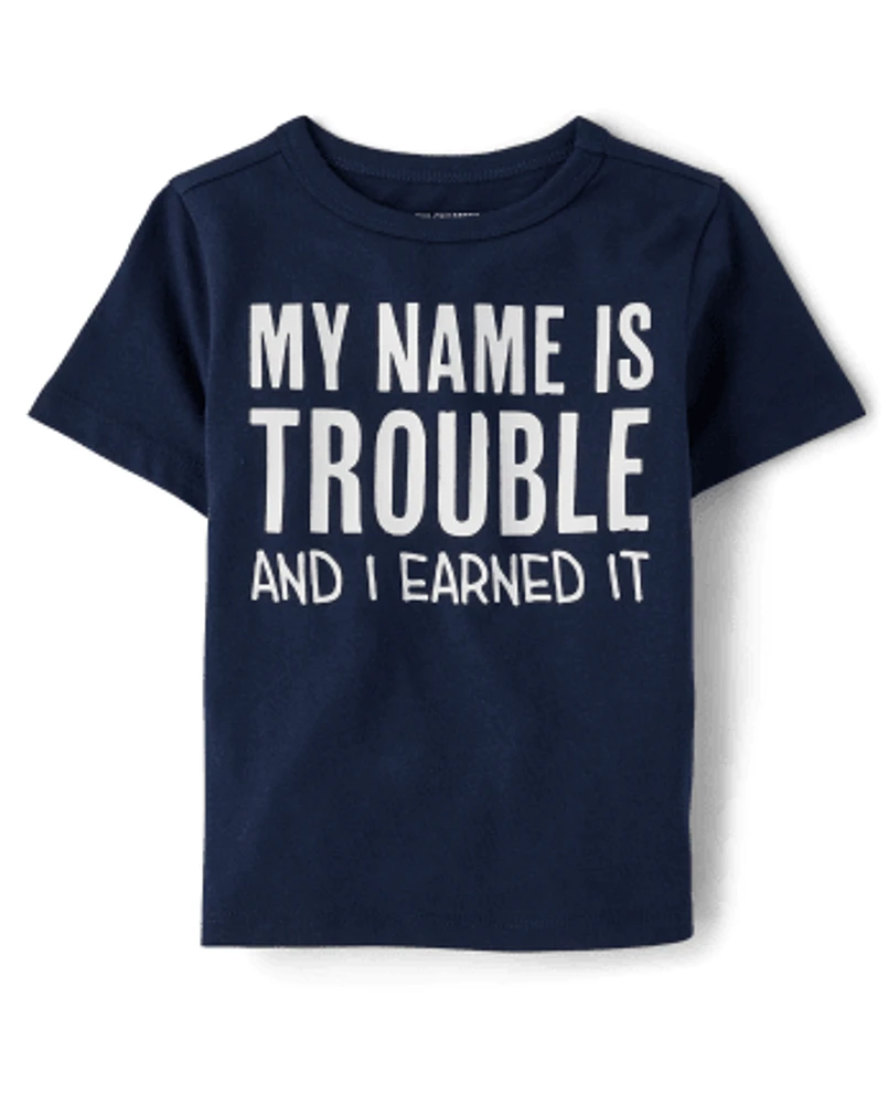 bébé et tout-petit, garçon Name Is Trouble T-shirt imprimé