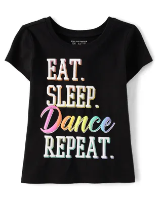 Baby And Toddler Girls Eat Sleep Dance Repeat Graphic Tee