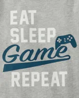 Baby And Toddler Boys Eat Sleep Game Repeat Graphic Tee