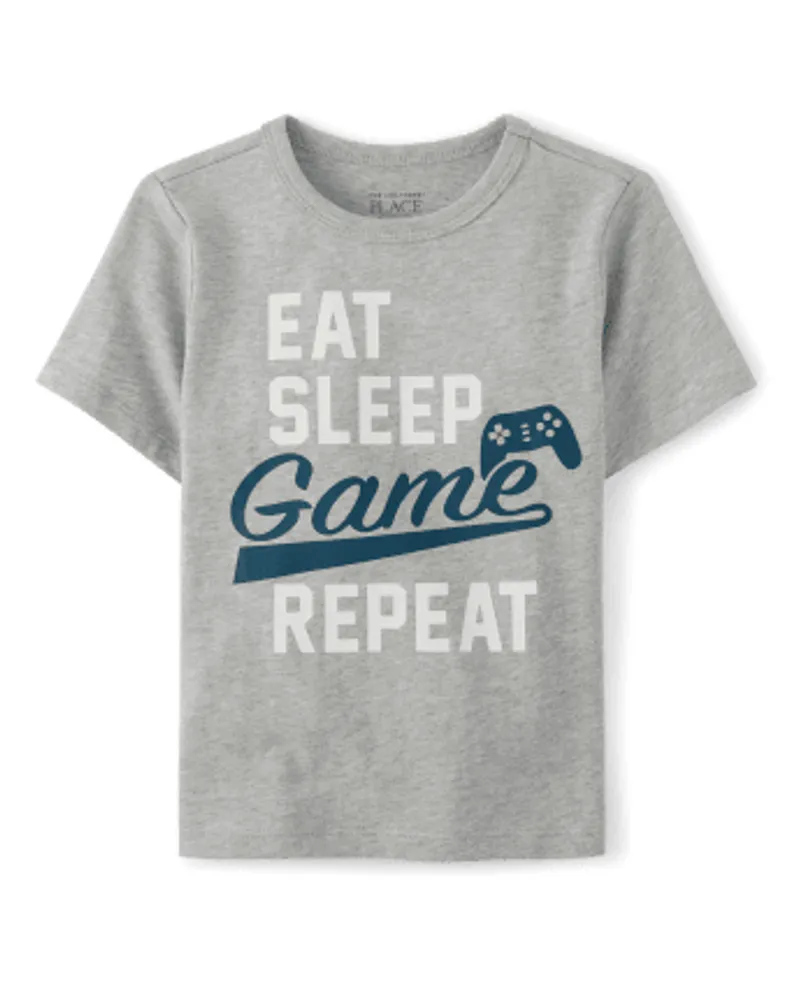 Baby And Toddler Boys Eat Sleep Game Repeat Graphic Tee