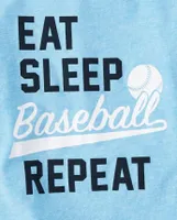 Baby And Toddler Boys Eat Sleep Baseball Repeat Graphic Tee