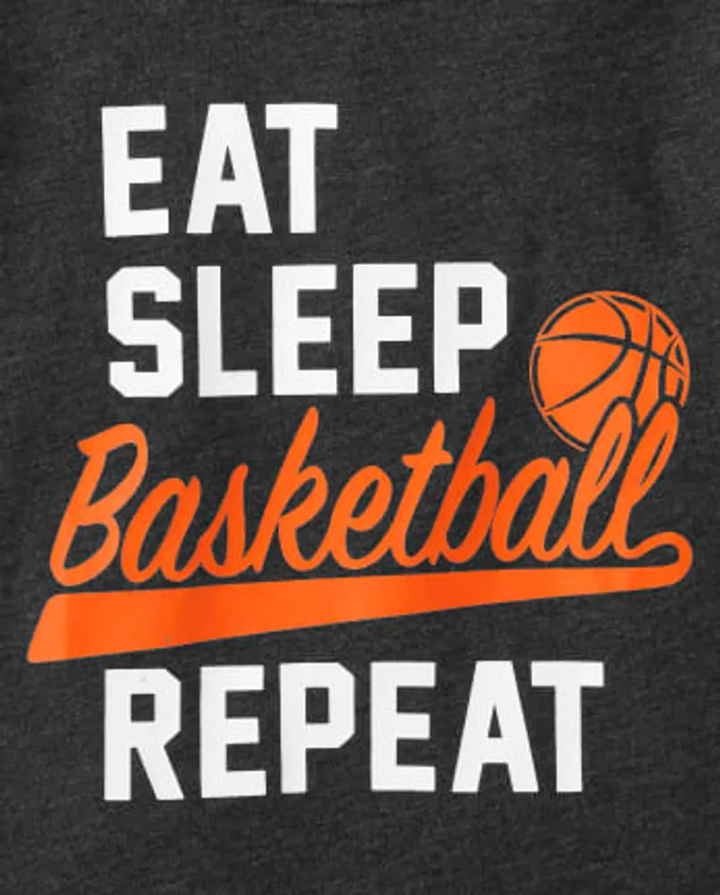 Baby And Toddler Boys Eat Sleep Basketball Repeat Graphic Tee