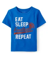 Baby And Toddler Boys Eat Sleep Football Repeat Graphic Tee