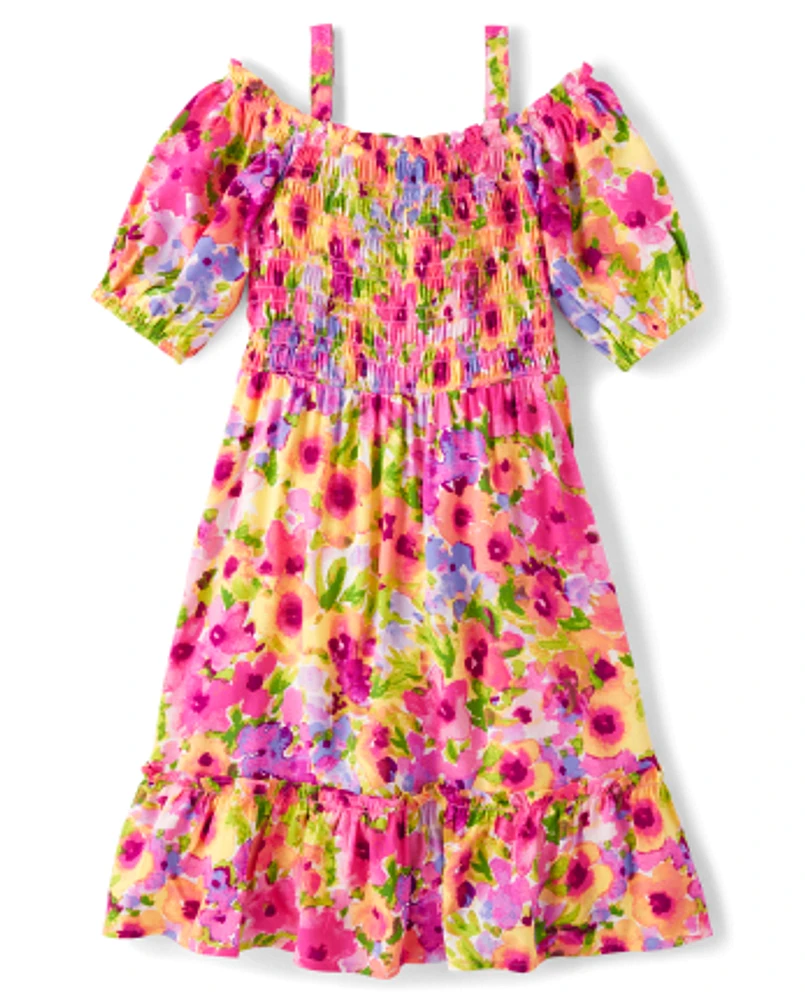 Girls Mommy And Me Floral Ruffle Dress