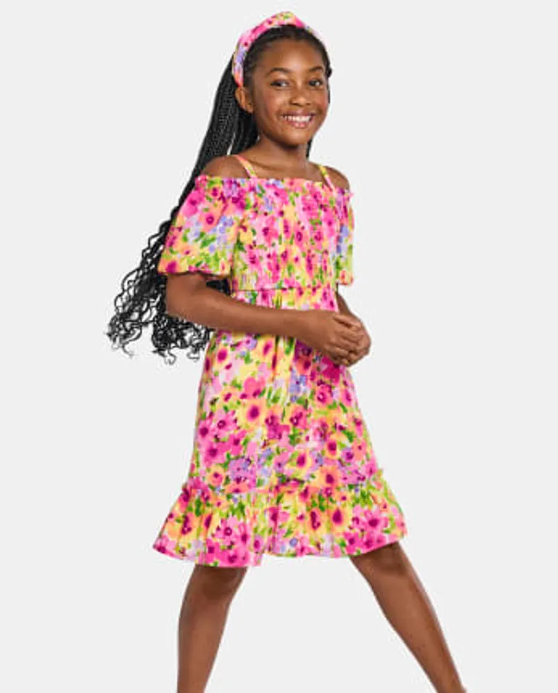 Girls Mommy And Me Floral Ruffle Dress