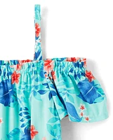 Girls Matching Family Tropical Tiered Dress