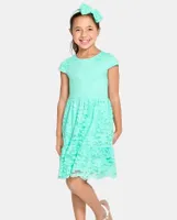 Girls Mommy And Me Lace Ruffle Dress