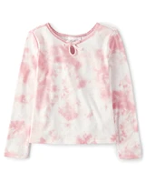 Girls Tie Dye Pointelle Top