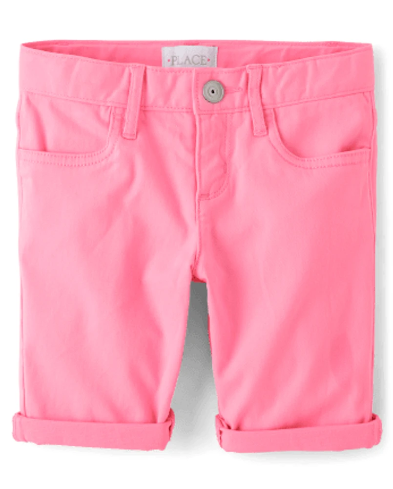 Girls Roll Cuff Twill Skimmer Shorts