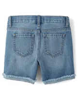 Girls Roll Cuff Denim Midi Shorts 2-Pack