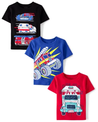 Baby And Toddler Boys Vehicle Graphic Tee 3-Pack