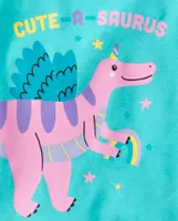 Baby And Toddler Girls Dino Snug Fit Cotton Pajamas