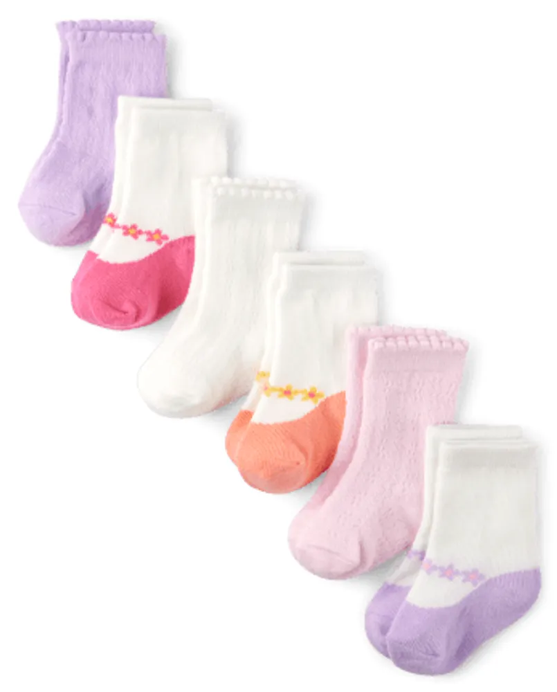 Baby Girls Shoe Pointelle Midi Socks 6-Pack