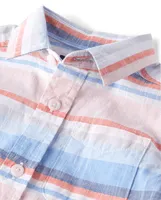 Baby And Toddler Boys Dad Me Striped Chambray Button Up Shirt