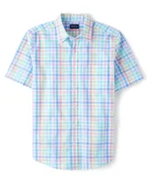 Mens Dad And Me Rainbow Gingham Poplin Button Up Shirt