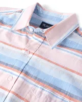 Mens Dad And Me Striped Chambray Button Up Shirt