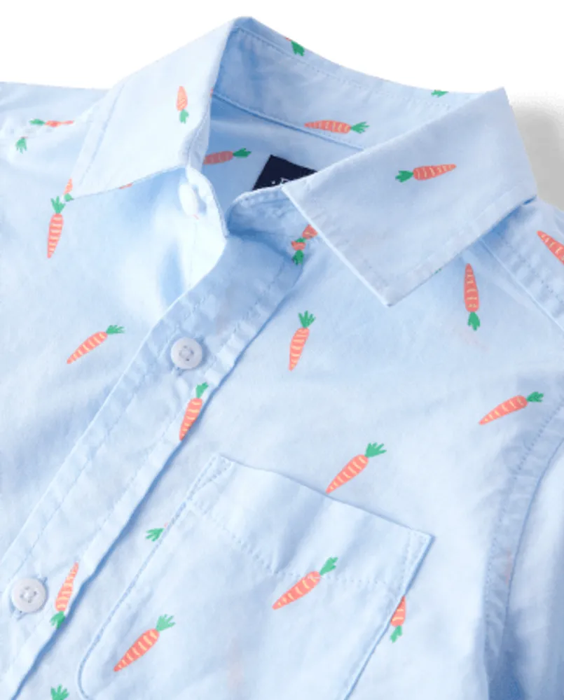 Boys Carrot Poplin Button Up Shirt