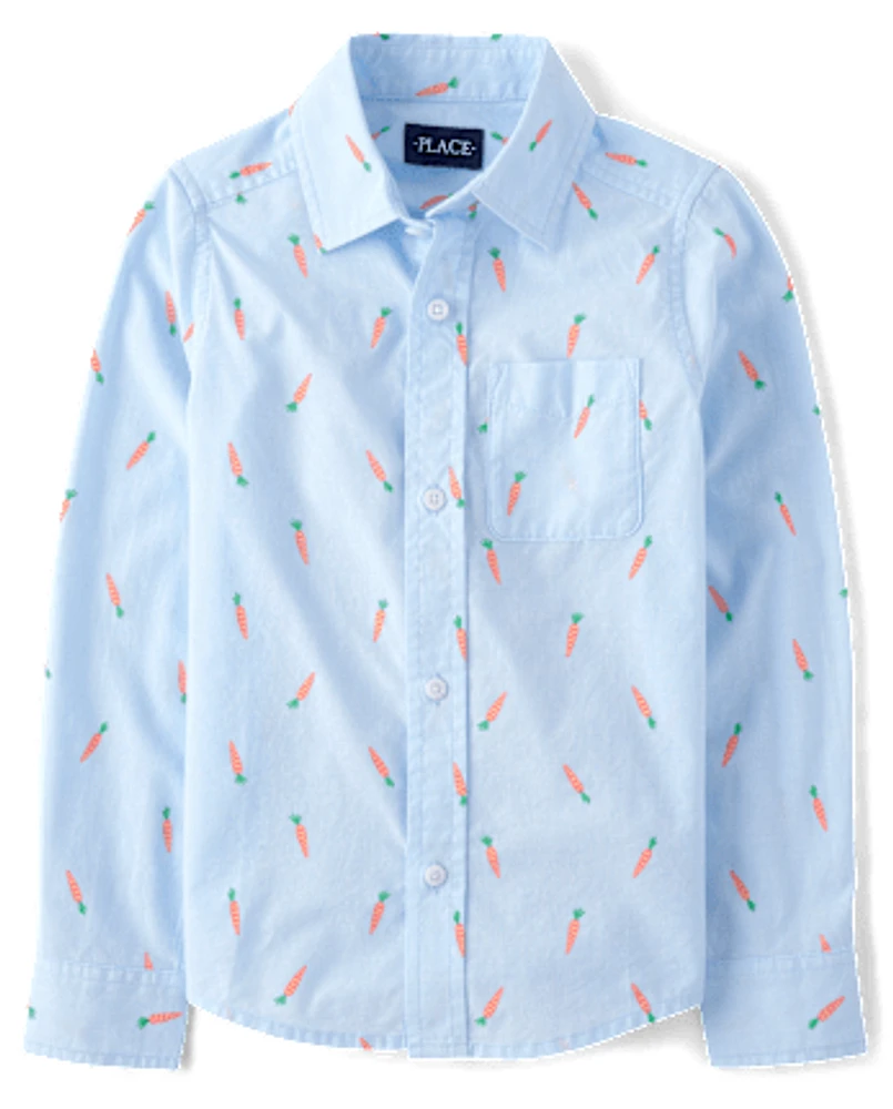 Boys Carrot Poplin Button Up Shirt