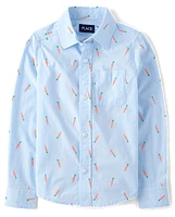 Chemise boutonnée en popeline à motif carotte pour garçon