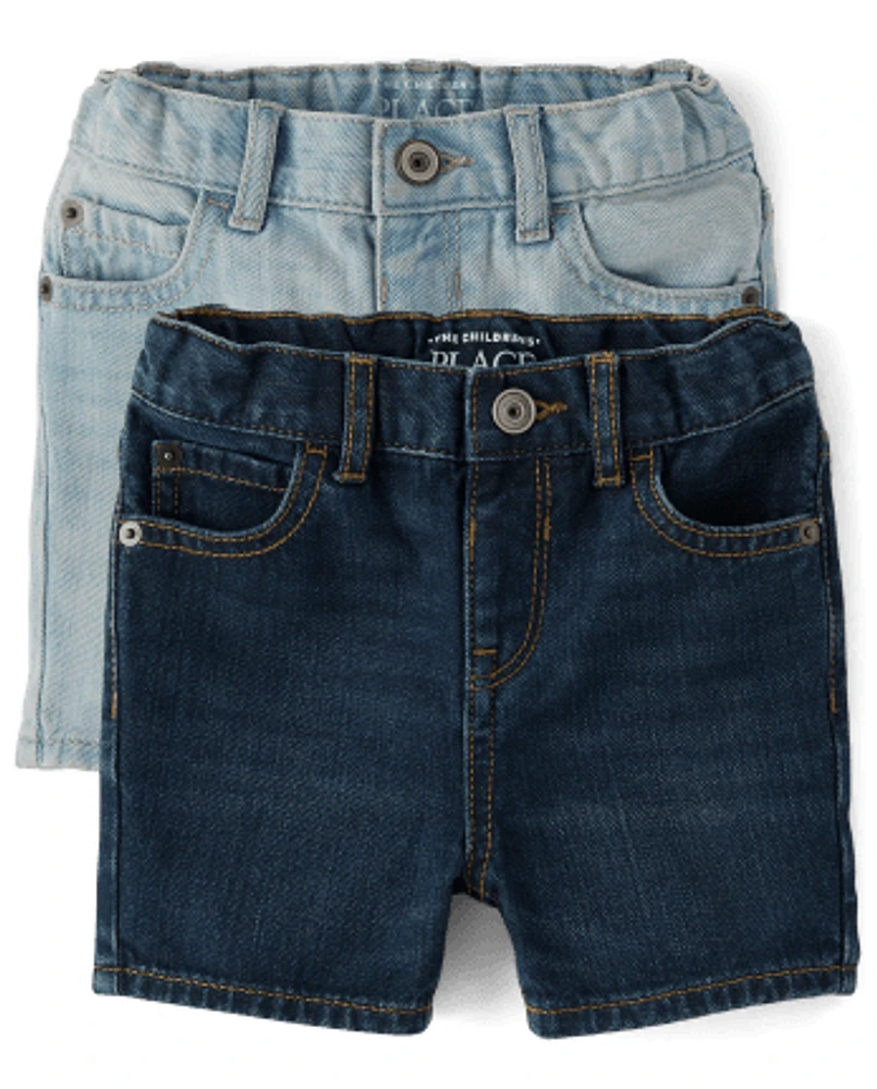 Baby And Toddler Boys Non-Stretch Denim Shorts 2-Pack