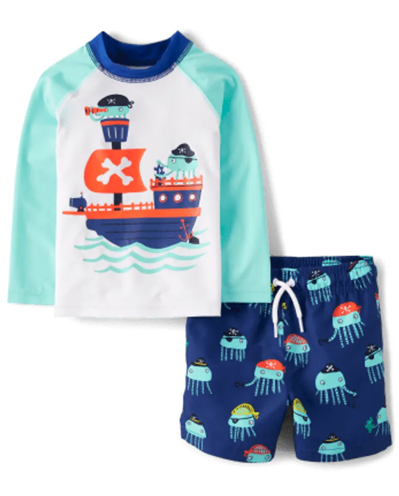 Baby And Toddler Boys Graphic Rashguard Swimsuit