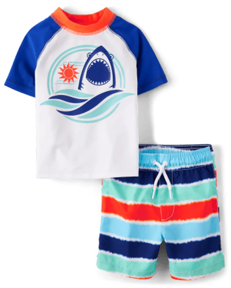 Big Chill Boys 2T-18 Shark Rash Guard Short Sleeve Long Sleeve Rashguard  Swim Shirt UPF 50+ 