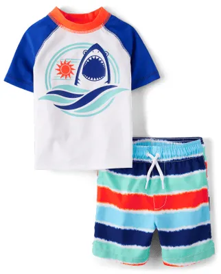 Baby And Toddler Boys Shark Rashguard Swimsuit