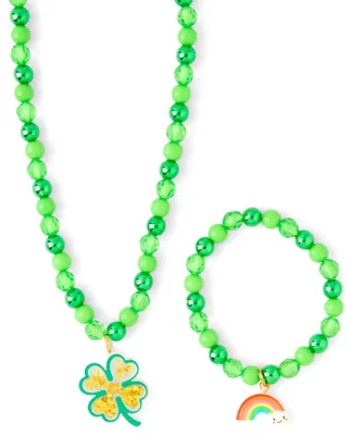 Girls St. Patrick's Day Beaded Necklace And Bracelet 2-Piece Set