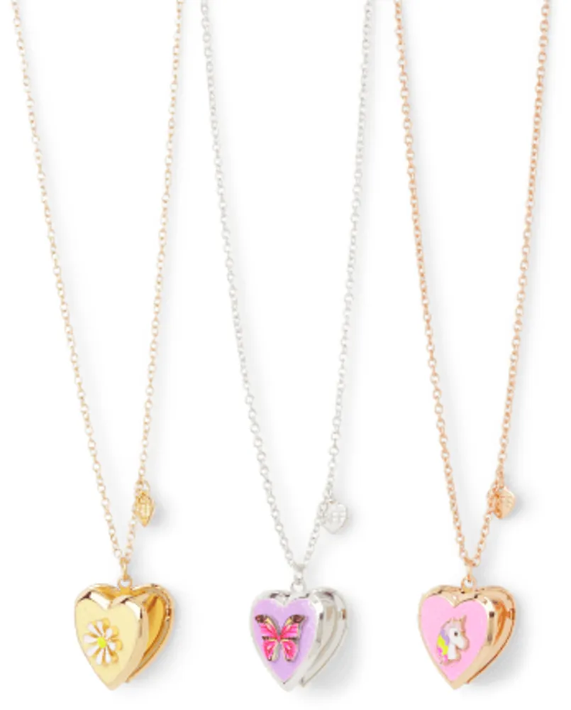 Girls Butterfly BFF Locket Necklace 3-Pack