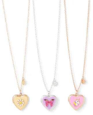Girls Butterfly BFF Locket Necklace 3-Pack