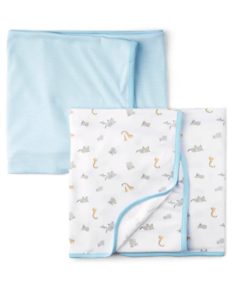 Baby Boys Animal Swaddle Blanket 2-Pack