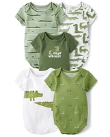 Baby Boys Alligator Bodysuit 5-Pack