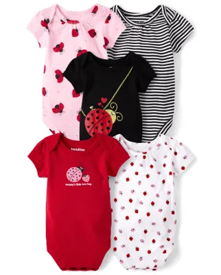 Baby Girls Ladybug Bodysuit 5-Pack