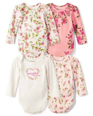 Baby Girls Floral Bodysuit -Pack