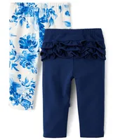 Ensemble de 2 Leggings volants et fleurs pour bébés filles