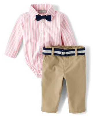 Baby Boys Dad And Me Striped Poplin 2-Piece Outfit Set