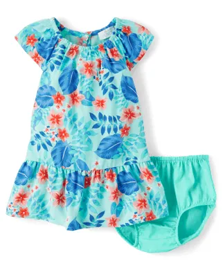 Baby Girls Matching Family Tropical Ruffle Dress