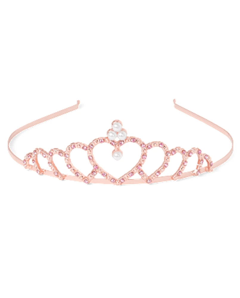 Girls Jeweled Heart Tiara Headband