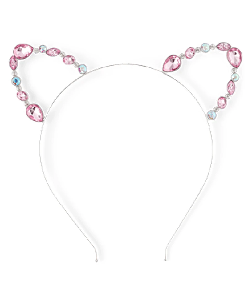 Girls Jeweled Cat Ears Headband