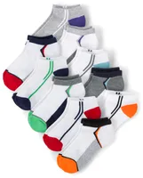 Boys Colorblock Cushioned Ankle Socks 10-Pack