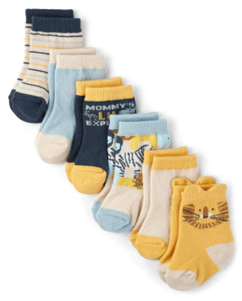 Baby And Toddler Boys Safari Midi Socks 6-Pack