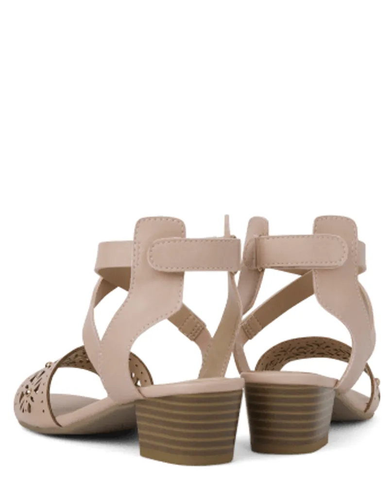 Girls Cutout Heel Sandals