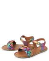 Girls Rainbow Ombre Braided Sandals