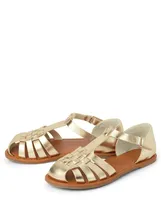 Girls Metallic Fisherman Sandals