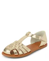 Girls Metallic Fisherman Sandals