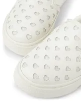 Toddler Girls Perforated Glitter Heart Slip On Sneakers