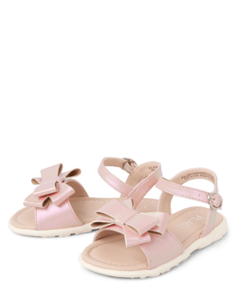 Toddler Girls Metallic Bow Sandals