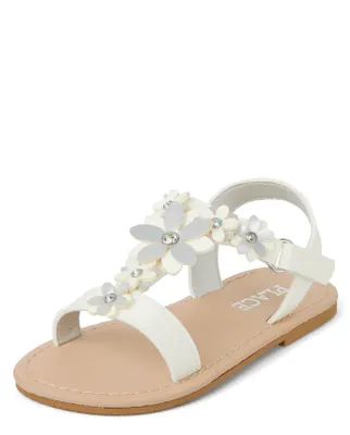 Toddler Girls Metallic Floral Gladiator Sandals